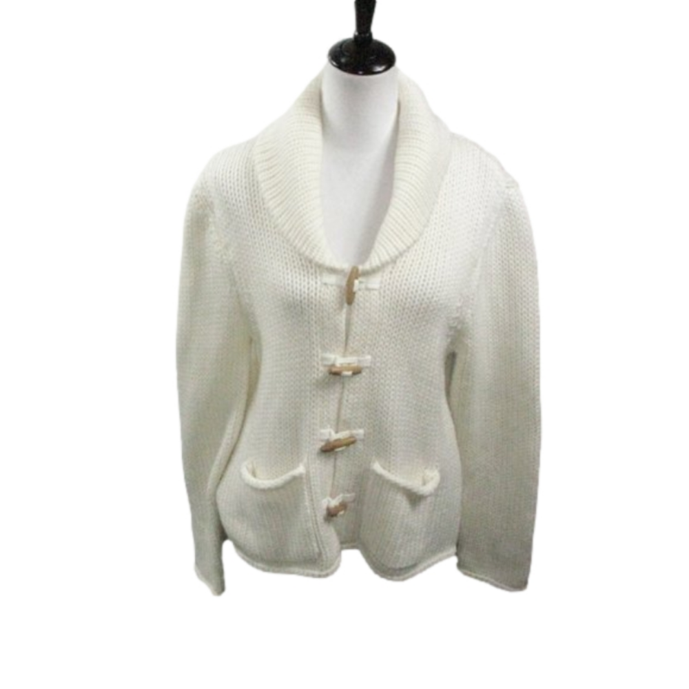 Moda International Cream Button Front Cardigan Size Large